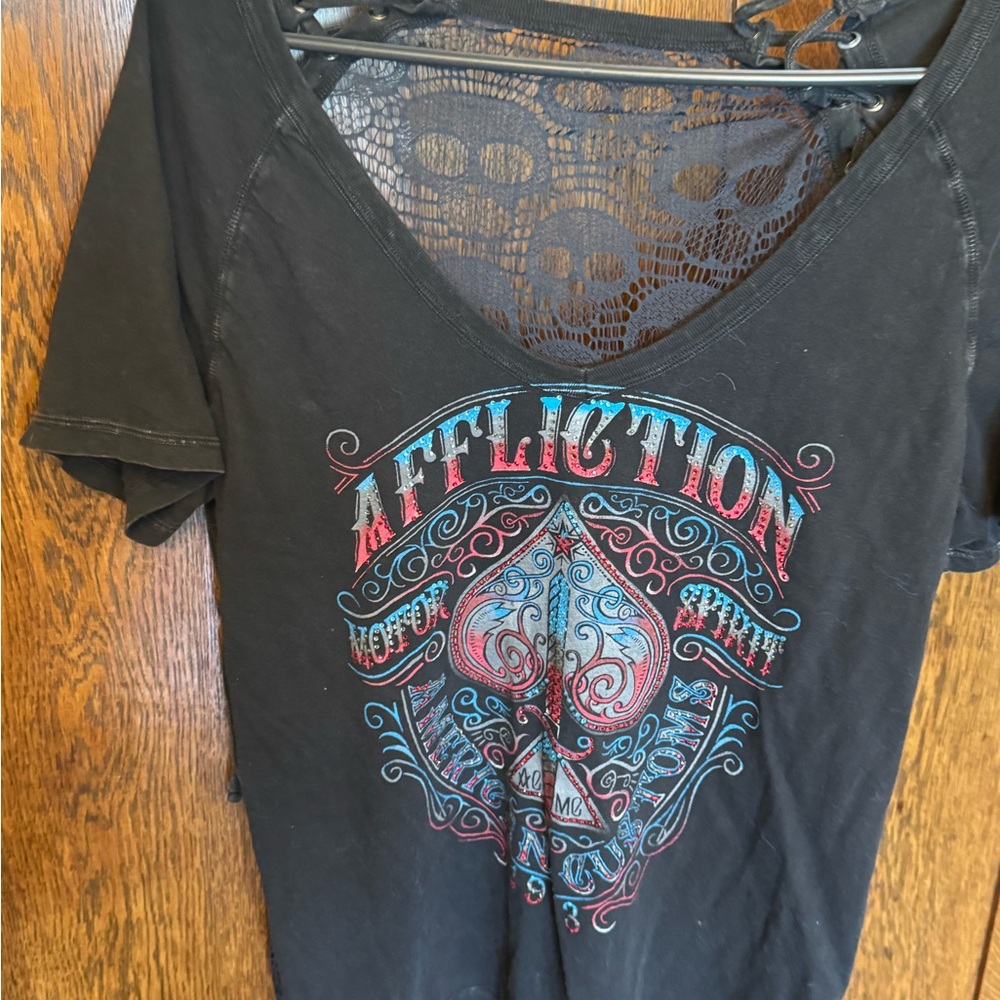 Affliction Black and Blue Graphic Short Sleeve Tee
